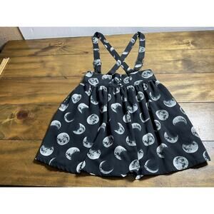 Hot Topic Moon Phase Suspender Skirt Button Front Black Gray Size Small SM